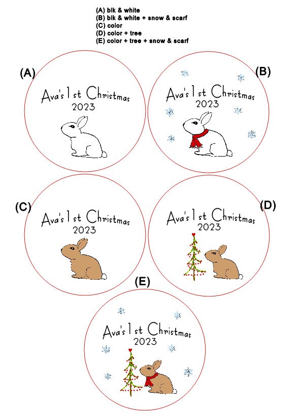 Baby's 1st Christmas Custom Ornament, Line Drawn Ornament, Minimalist Ornament - with your child's name