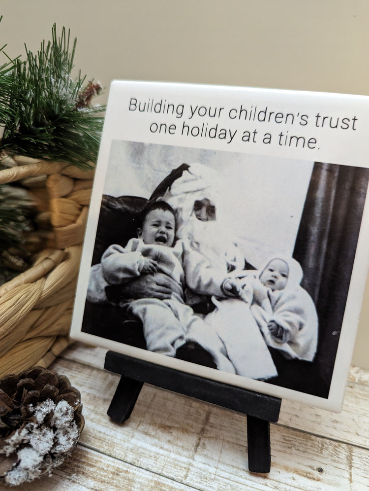Funny Snarky Holiday Mini Easel Signs, funny signs, easel sign, tile sign - easel included, your color choice