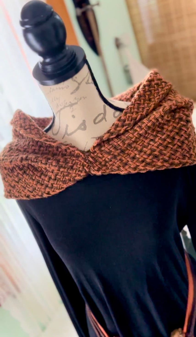 Handwoven Norse Witch Hood and Shaman Shawl, Autumn Witch Full Outfit