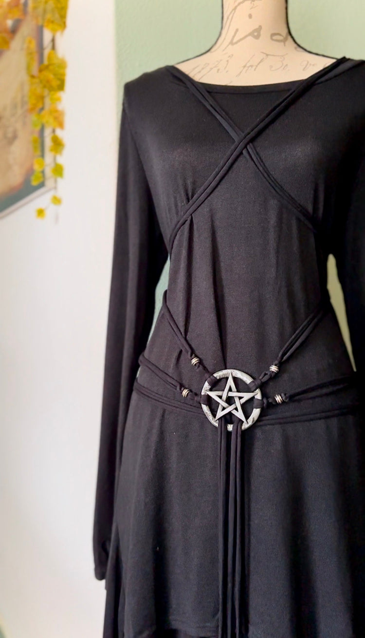 Pentagram Harness Belt: Gothic Witch Elemental Design