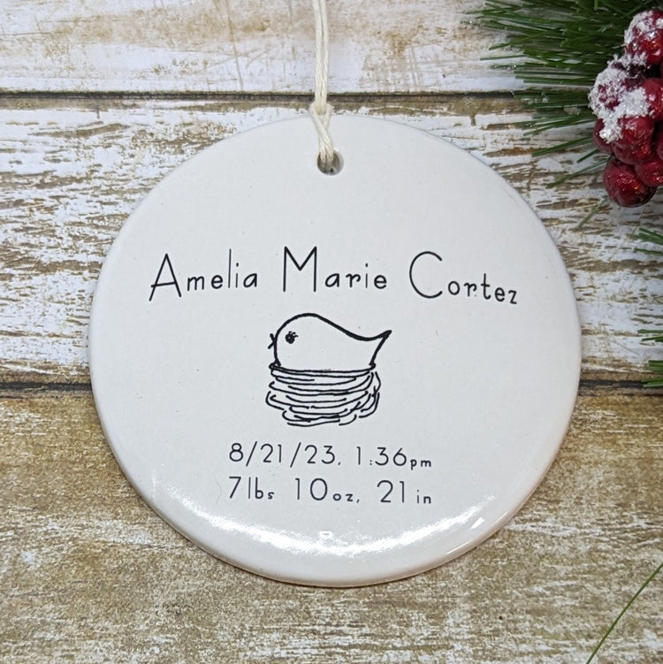 Ornament Baby's 1st, Announcement, Christmas Custom Ornament, Baby Ornament - baby's birth info ornament