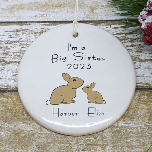 Ornament Custom Sibling, Personalized Ornament, Big Brother, Big Sister Ornament - children's names and year