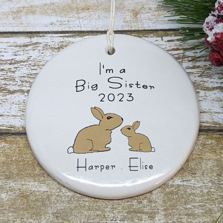 Ornament Custom Sibling, Personalized Ornament, Big Brother, Big Sister Ornament - children's names and year