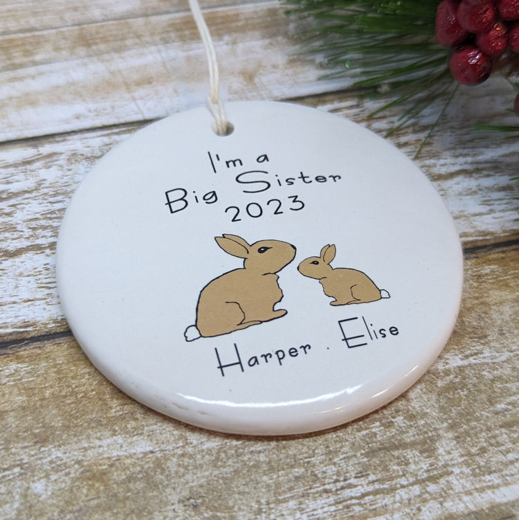 Ornament Custom Sibling, Personalized Ornament, Big Brother, Big Sister Ornament - children's names and year