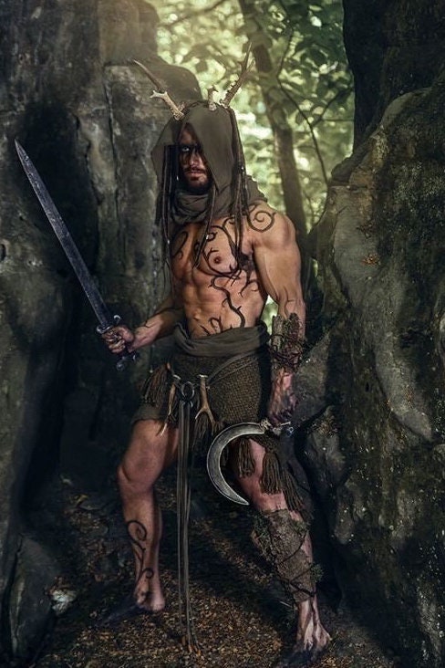 Hand Woven Pagan Wedding Shawl: Forest Witch Larp Clothing Set