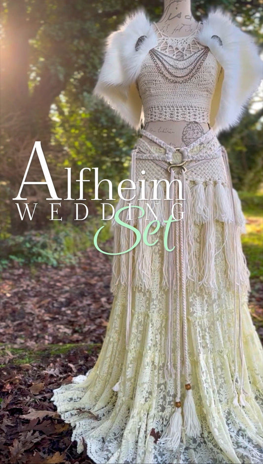 Norse Wedding Dress Set: Handmade Alfheim Bridal Gown