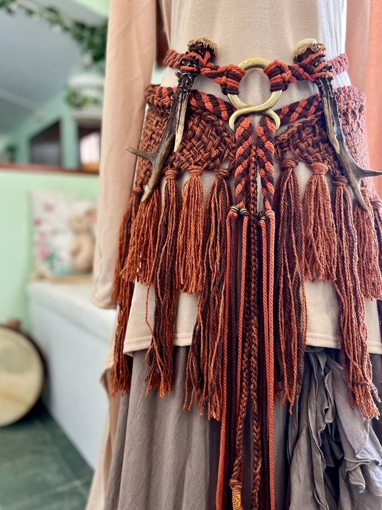 Handmade Norse Shaman Shawl: Autumn Witch Ritual Set