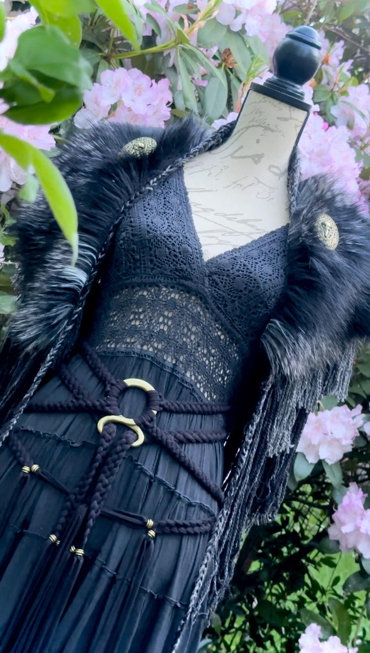 Dark Viking Wedding Dress Set: Gothic Norse Pagan Elopement