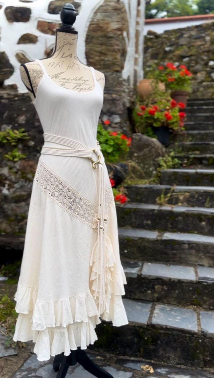 Handmade Cotton Norse Wedding Dress: Valhalla Freya Amulet Belt