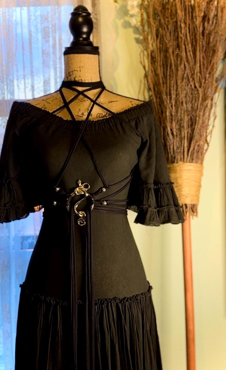 Organic Cotton Cottage Witch Dress Set: Norse Wedding Harness Belt