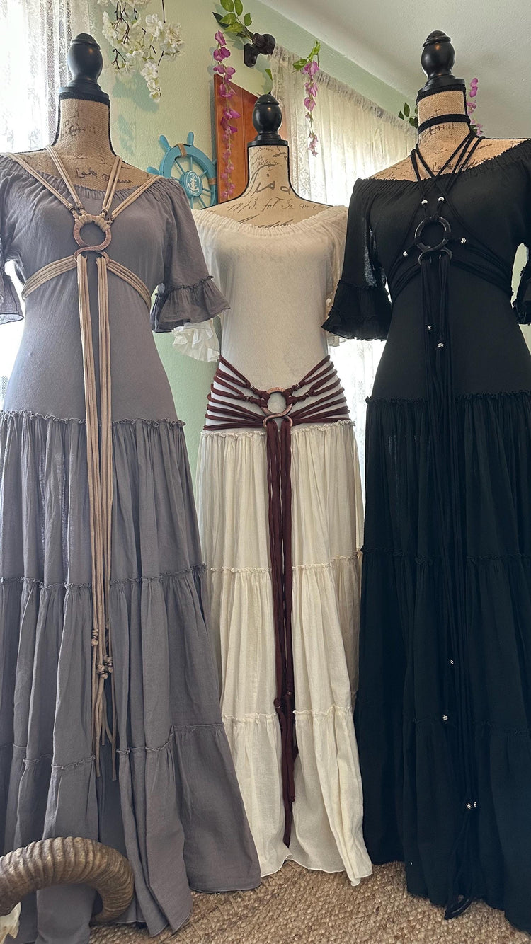 Organic Cotton Cottage Witch Dress Set: Norse Wedding Harness Belt