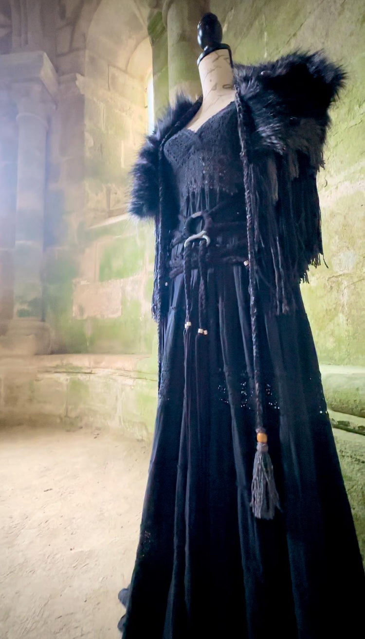 Dark Viking Wedding Dress Set: Gothic Norse Pagan Elopement