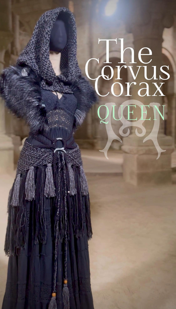 Dark Viking Wedding Dress Set: Gothic Norse Pagan Elopement