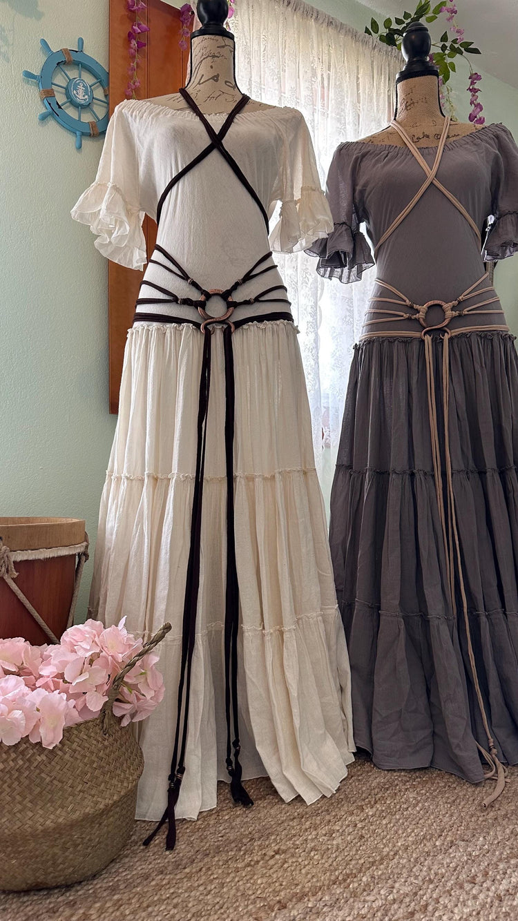 Organic Cotton Cottage Witch Dress Set: Norse Wedding Harness Belt