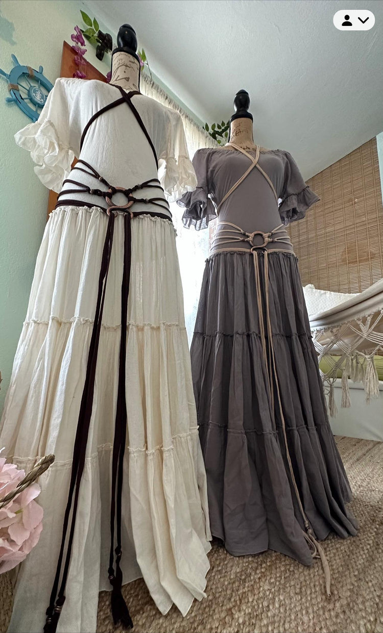Organic Cotton Cottage Witch Dress Set: Norse Wedding Harness Belt