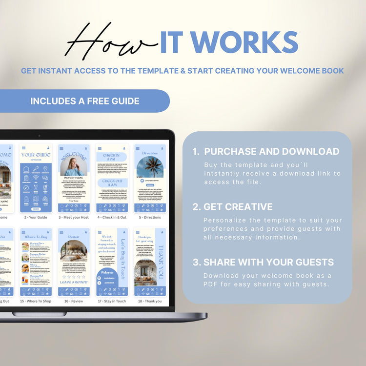 Airbnb Digital Welcome Book Template, Welcome Guide, Short Term Vacation Rental, Airbnb Guest Book, House Guide Cabin Manual, Host Guidebook