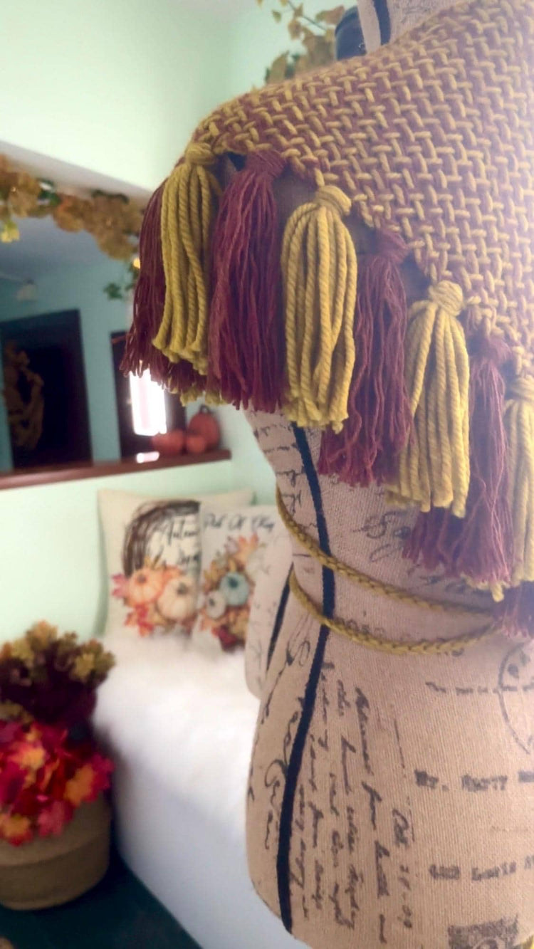 Handmade Maple Leaf Shawl: Woven Alpaca Autumn Fairyland Shawl