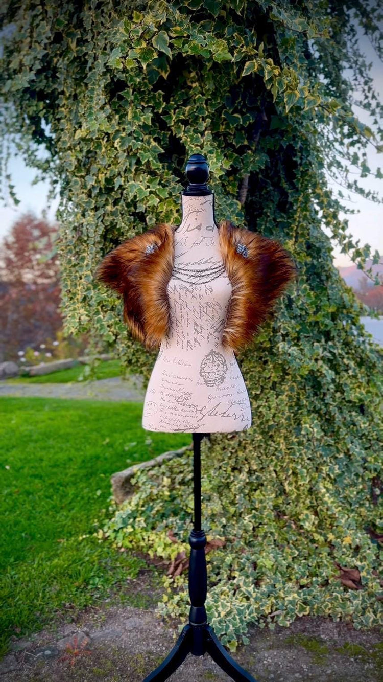 Reynard Fox Vegan Fur Viking Cloak, Celtic Wedding Mantle