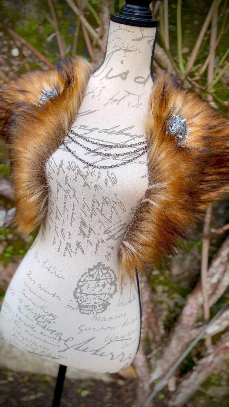 Reynard Fox Vegan Fur Viking Cloak, Celtic Wedding Mantle