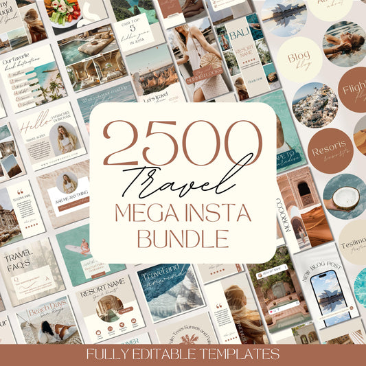 Travel Instagram Bundle Templates, Travel Agent Social Media, Instagram Canva Template, Blogger Holiday Content, Agency Marketing Post Reel