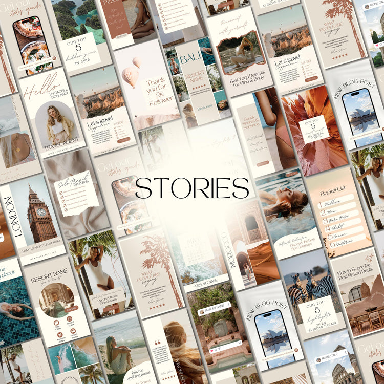 Travel Instagram Bundle Templates, Travel Agent Social Media, Instagram Canva Template, Blogger Holiday Content, Agency Marketing Post Reel