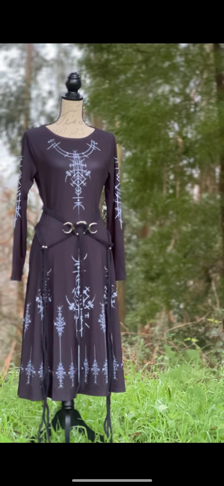 Norse Runes Dress: Long Sleeve Viking Midi Dress