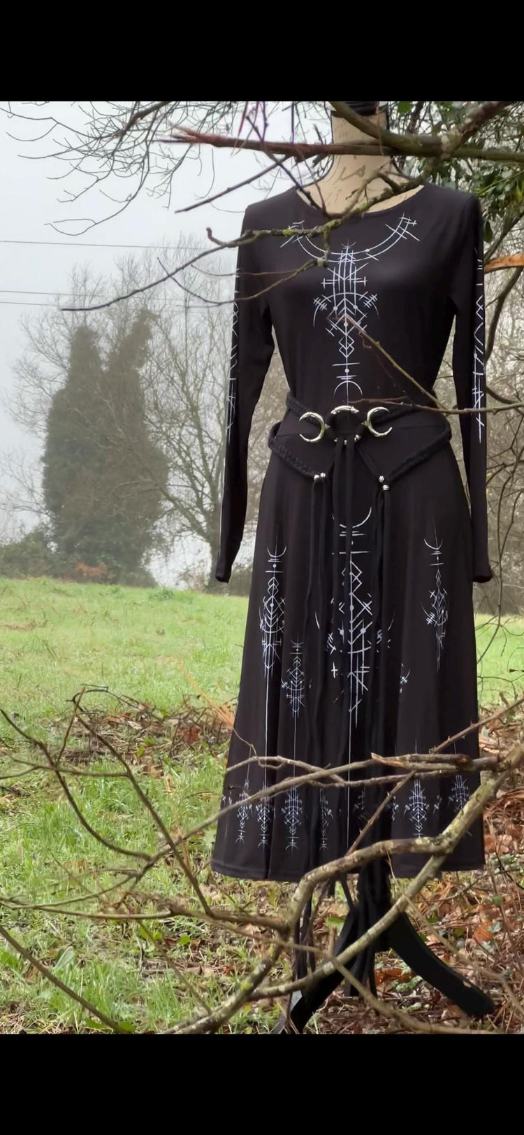 Norse Runes Dress: Long Sleeve Viking Midi Dress