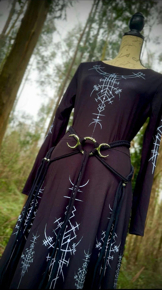 Norse Runes Dress: Long Sleeve Viking Midi Dress