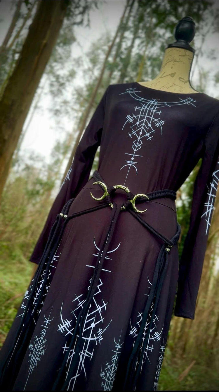 Norse Runes Dress: Long Sleeve Viking Midi Dress