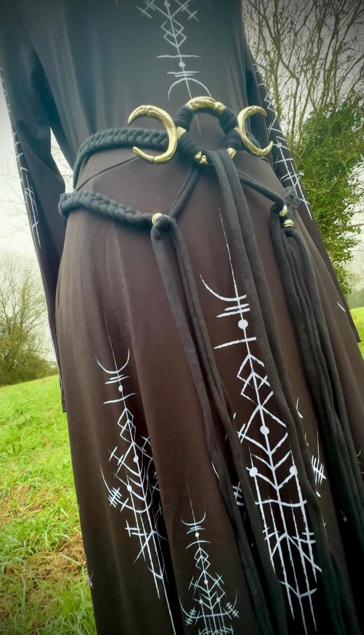 Triple Moon Goddess Belt: Braided Pagan Handfasting Belt