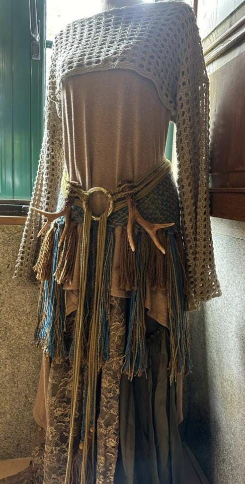 Voluspa Norse Belt, Vegan Antler Amulet, Pagan Shaman Costume