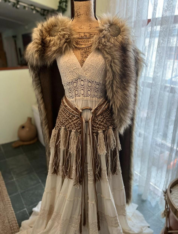 Voluspa Norse Belt, Vegan Antler Amulet, Pagan Shaman Costume