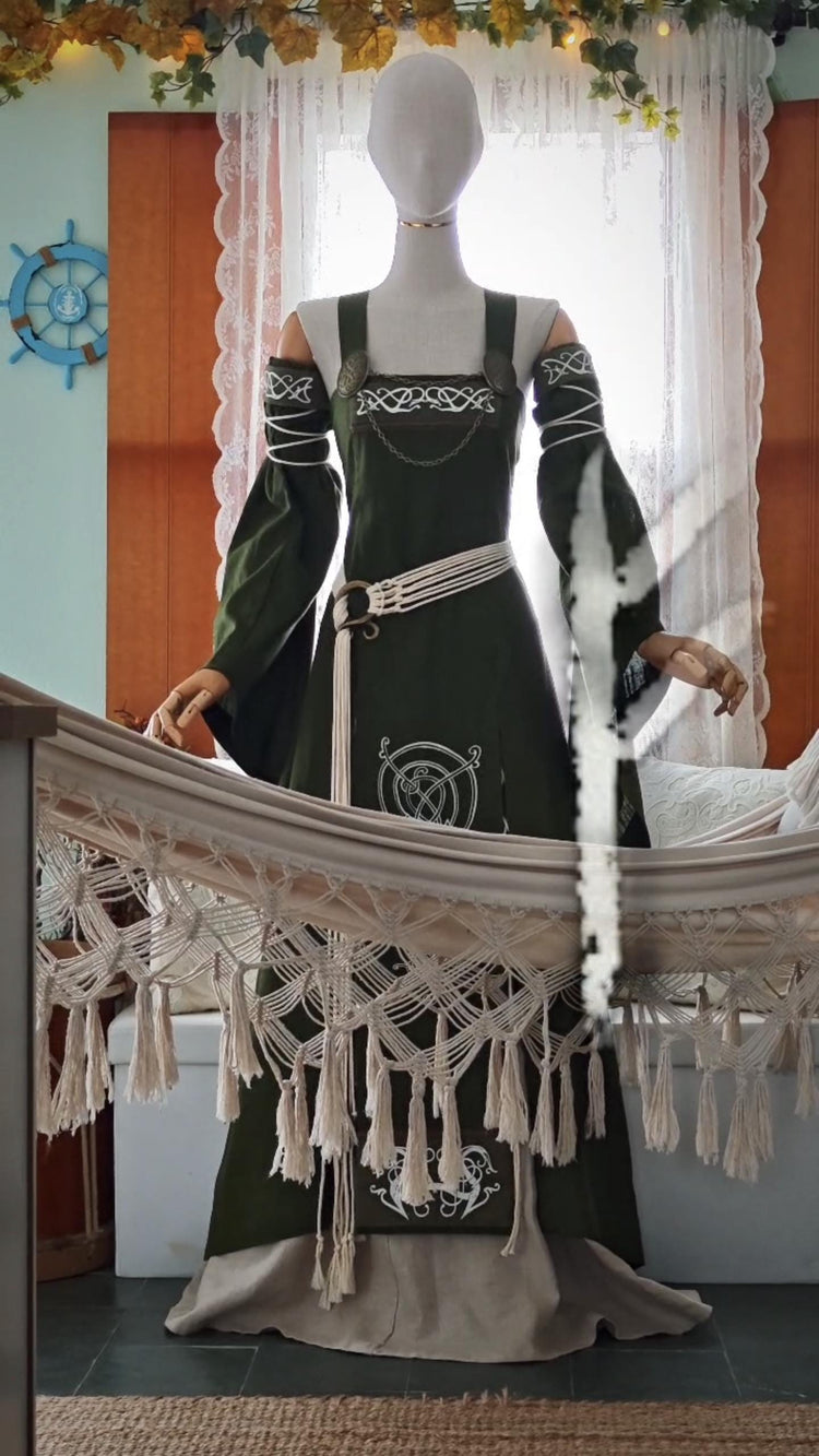 Viking Wedding, Norse Wedding Custom Wedding Set, Embroidered Wedding Dress, Freya's Legacy