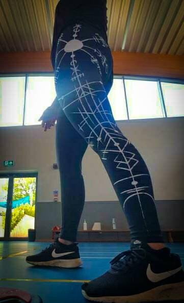 Norse viking leggings: runes, four-way stretch