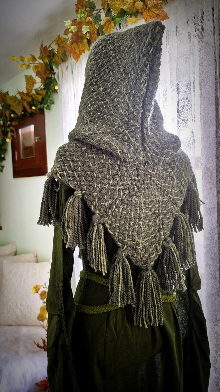 Handmade Wool Alpaca Viking Hood | Skjoldehamn Chunky Style, Celtic Pin