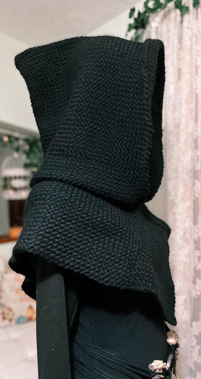 Black Skjoldehamn, Viking Hood, Handwoven Skjoldehamn Hood, Norse Hood
