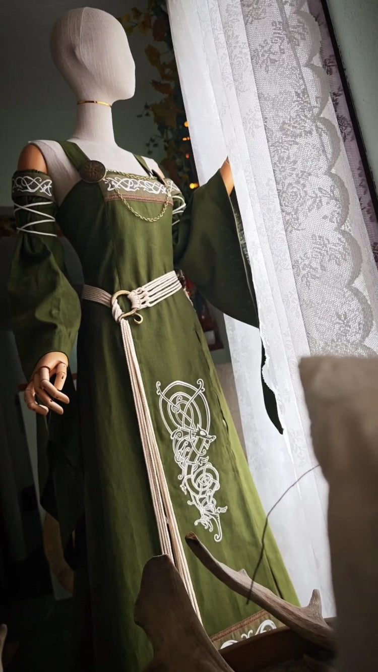 Viking Wedding, Norse Wedding Custom Wedding Set, Embroidered Wedding Dress, Freya's Legacy
