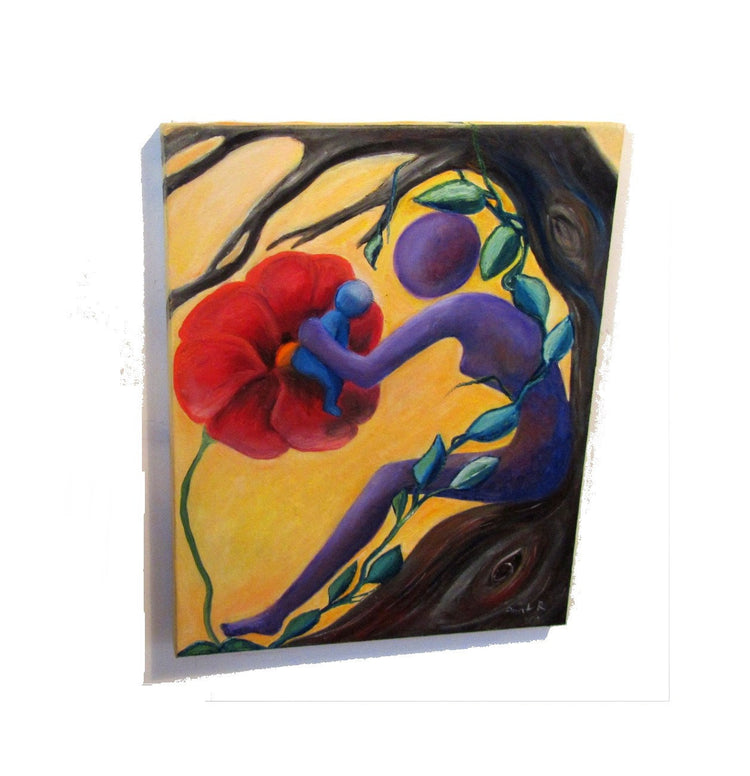 Oil on canvas. Surreal art. Mother nature. Surreal painting. Surrealist. Motherhood art. Mother nature oil painting. Mother's day gift.
