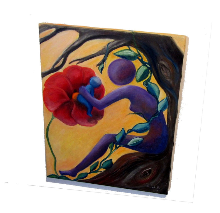 Oil on canvas. Surreal art. Mother nature. Surreal painting. Surrealist. Motherhood art. Mother nature oil painting. Mother's day gift.