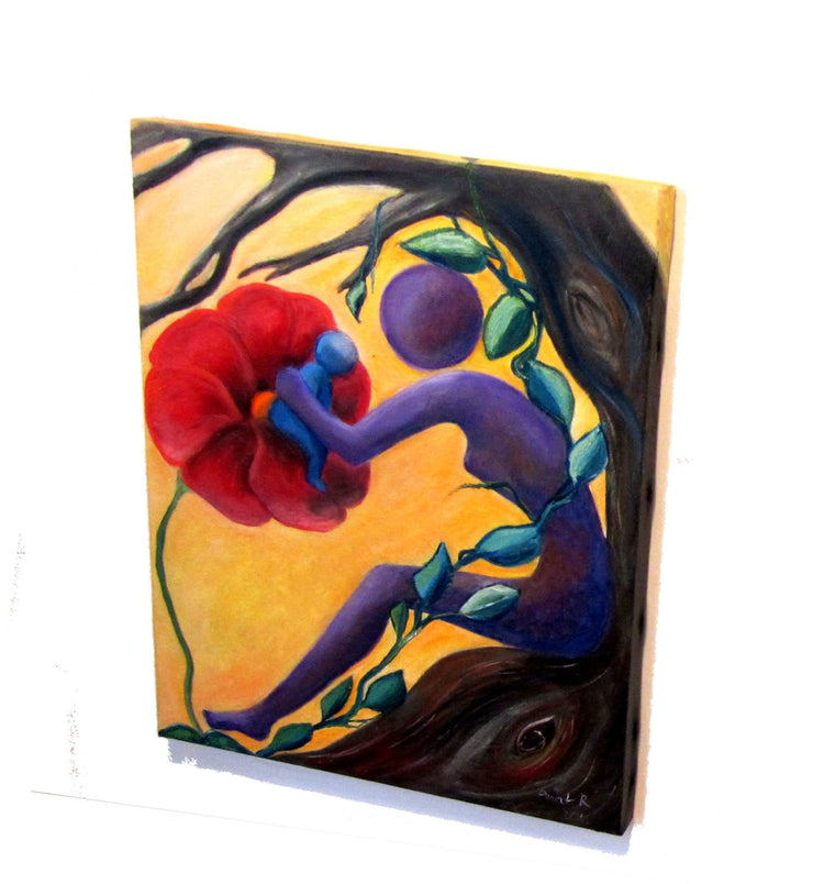 Oil on canvas. Surreal art. Mother nature. Surreal painting. Surrealist. Motherhood art. Mother nature oil painting. Mother's day gift.