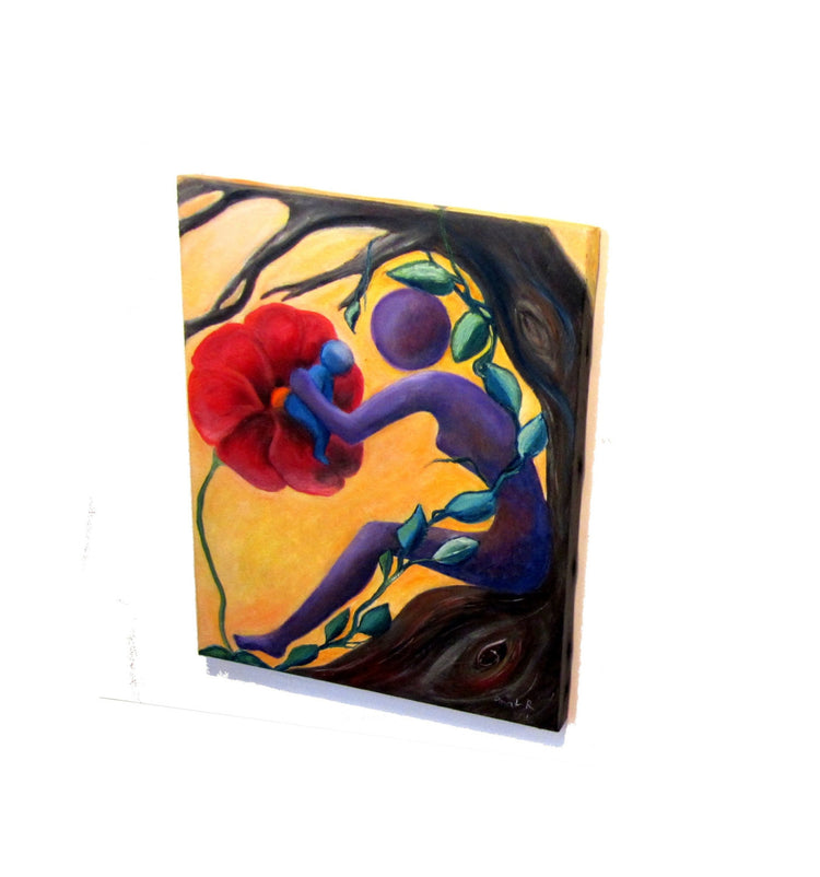 Oil on canvas. Surreal art. Mother nature. Surreal painting. Surrealist. Motherhood art. Mother nature oil painting. Mother's day gift.