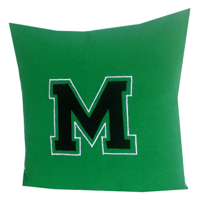 Green Decorative Throw Pillows, Green Embroidered Logo Pillows, Green Sofa Pillow case,  Personalized 16x16 Dorm Decor