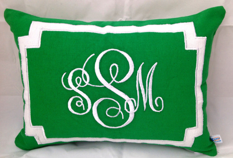 Gifts for her, Lumbar Monogram Pillow covers, Green Accent Sofa Pillows, Green Couch pillows, Green Decorative Throw Pillows