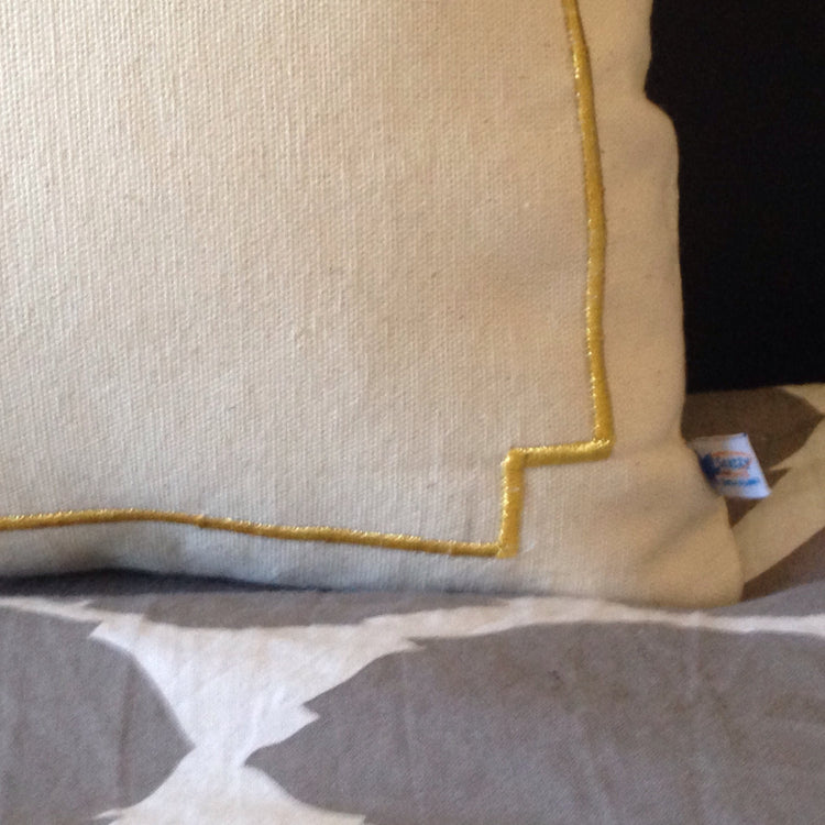 On Sale Ivory Trim Pillows, Lumbar Bedroom Pillows, Gold Border Throw Pillows, 12x20 Small Pillows, Gold Home Decor