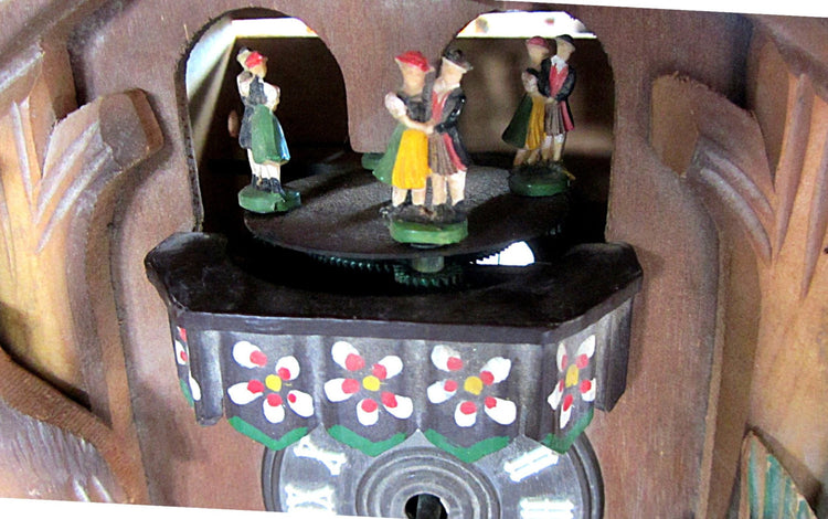 Black forest vintage. Music box. Wood clock. Wood wall clock. Clock parts. Mechanical clock. Cuckoo clock. Hand carved. Needs reassembly.