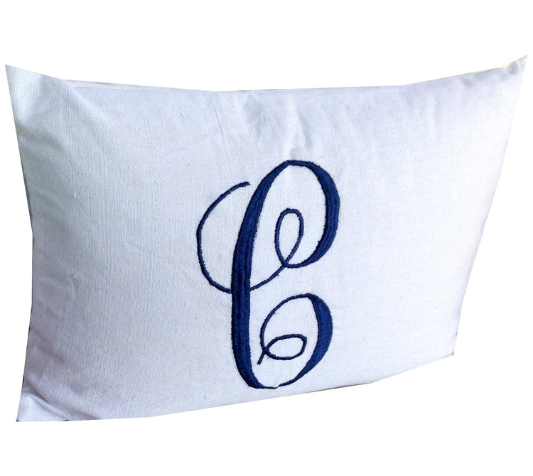 Monogram embroidered white pillows-Custom lumbar monogram throw pillows 12x18 gift wedding pillows
