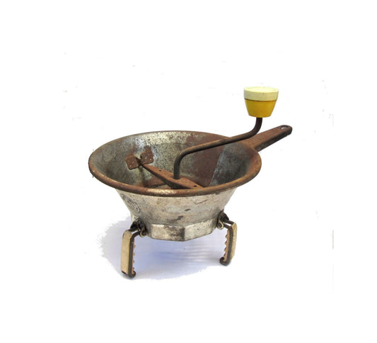 French kitchen decor. Farmhouse kitchen decor. Vintage kitchen tool. Vintage kitchenware. Rustic kitchen decor. Rusty metal. Potato masher.