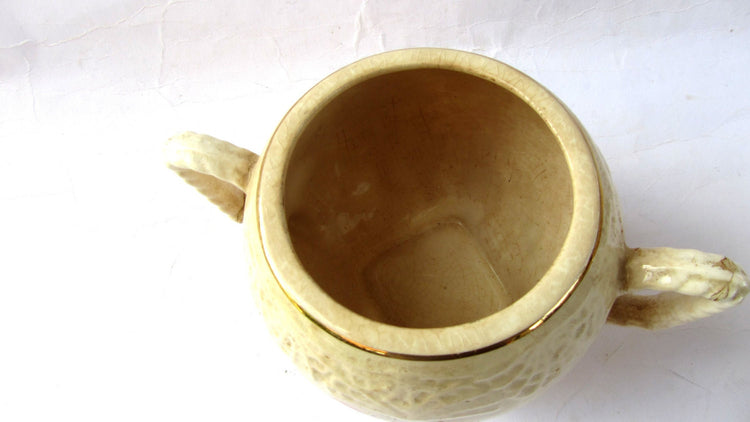 Sugar bowl. Vintage sugar bowl. Trinket dish. Trinket bowl. Ceramic sugar bowl. Footed bowl. Floral gold trim dish.