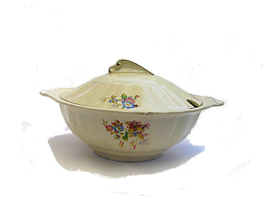 Porcelain bowl. Soup bowl. Floral china. Mid century china bowl. Yellow floral porcelain. Gold trim. Vintage soup bowls. J G Meakin.