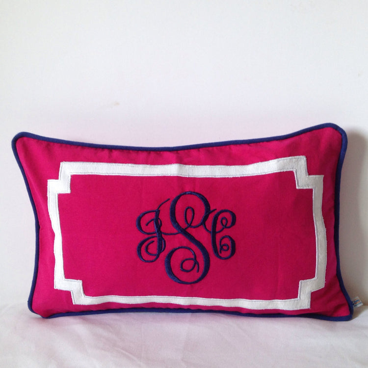 Small Birthday gifts for women friends, Pink Monogram Lumbar Pillows, Cotton Rectangle Pillows 12"x 20 Lumbar Pillows